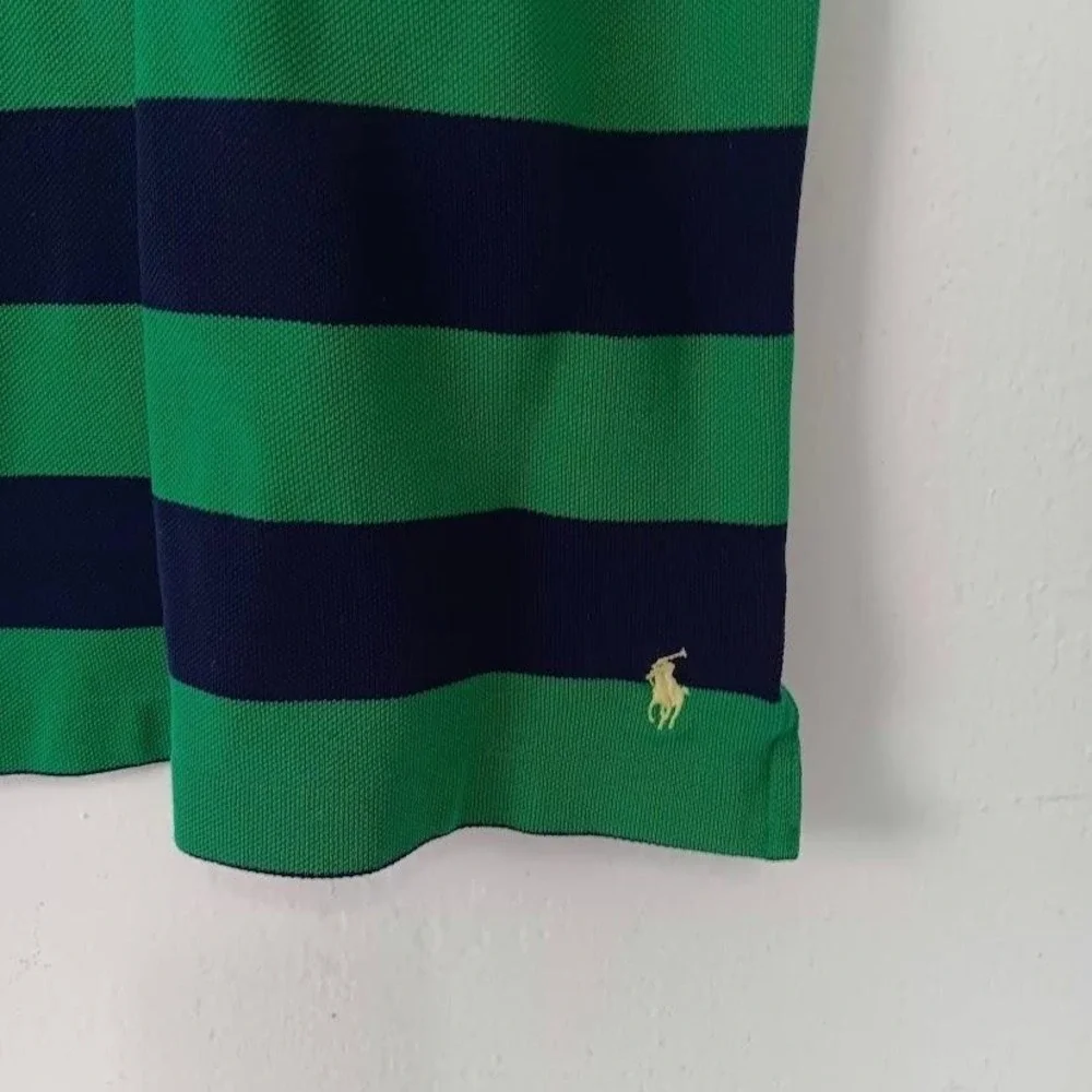 Polo Golf Ralph Lauren Polo Shirt Mens Small Green Navy Striped Pima Cotton‎
